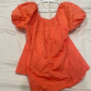Women's Orange Puff Sleeve Top